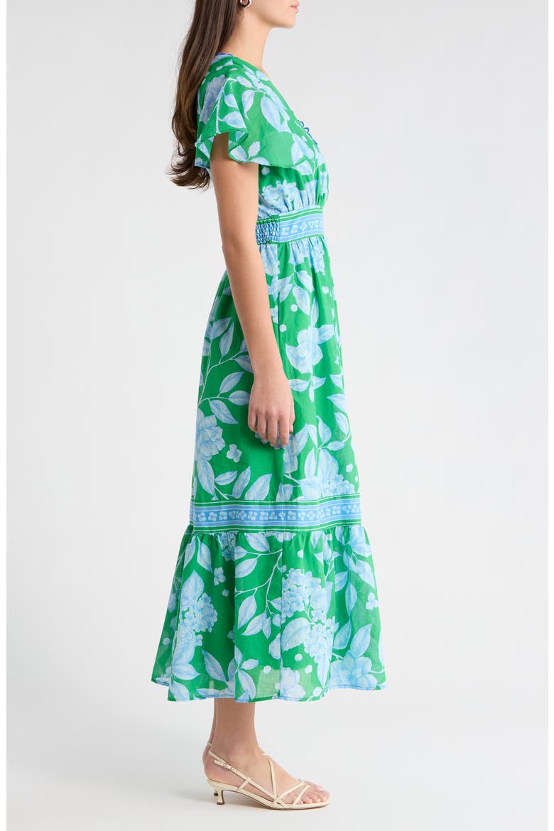 Verben Floral Print Surplice Neck Dress, Alternate, color, KELLY-BLUES