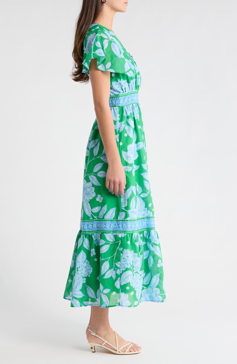 SUGARLIPS Verben Floral Print Surplice Neck Dress, Alternate, color, Kelly-Blues