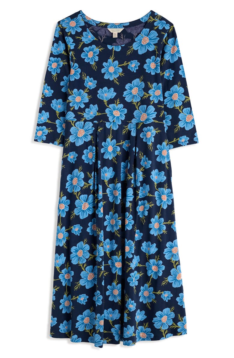 Seasalt Cornwall Veronica Print Stretch Organic Cotton Jersey Midi Dress, Alternate, color, Climbing Cosmos Lagoon