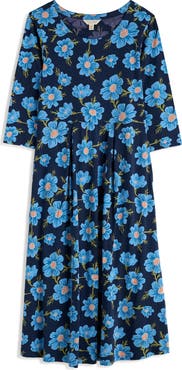Seasalt Cornwall Veronica Print Stretch Organic Cotton Jersey Midi Dress
