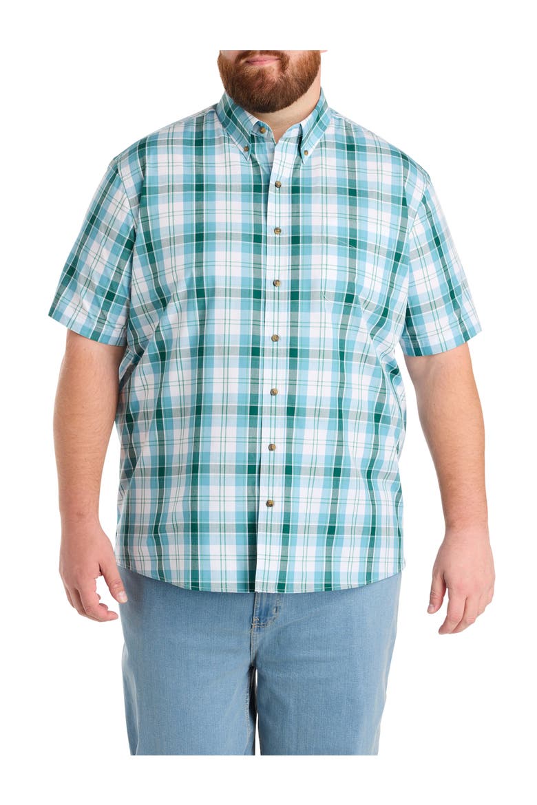 Big & Tall Easy-Care Large Plaid Sport Shirt, Main, color, GREEN MULTI