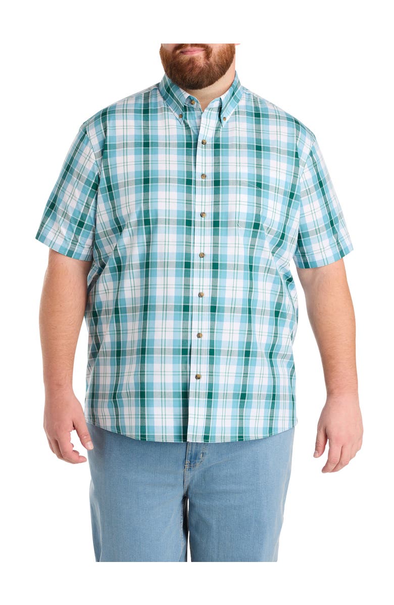 Harbor Bay by DXL Big
Tall Easy-Care Large Plaid Sport Shirt, Main, color, Green Multi
