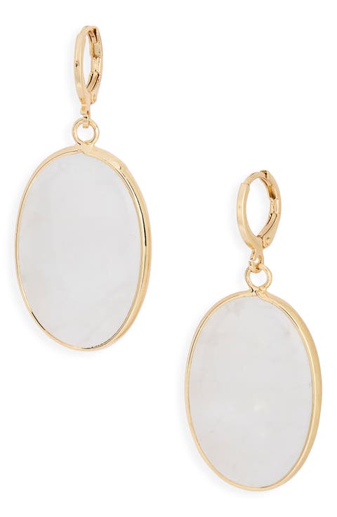 Semiprecious Oval Drop Earrings
