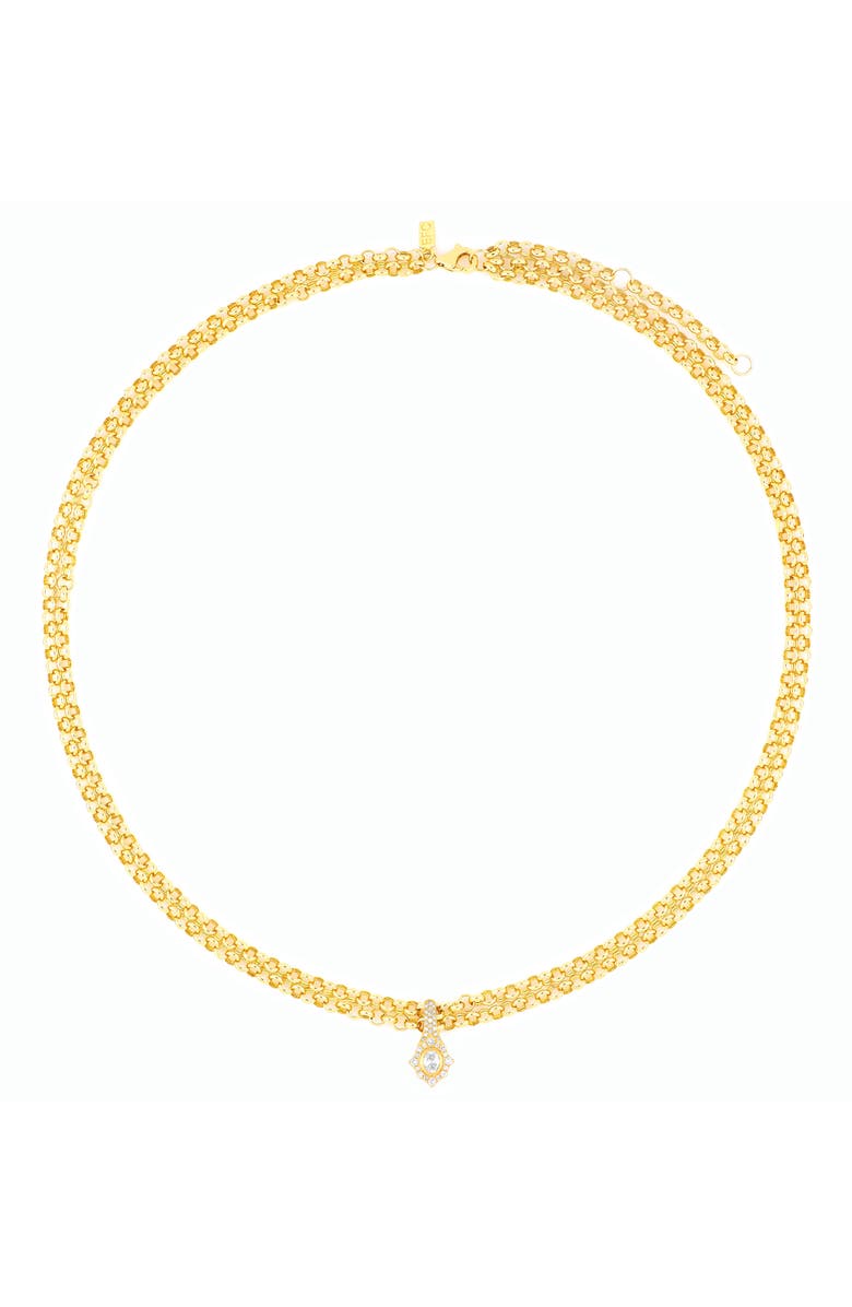 EF Collection Daphne Diamond Pendant Double Chain Necklace, Alternate, color, Gold