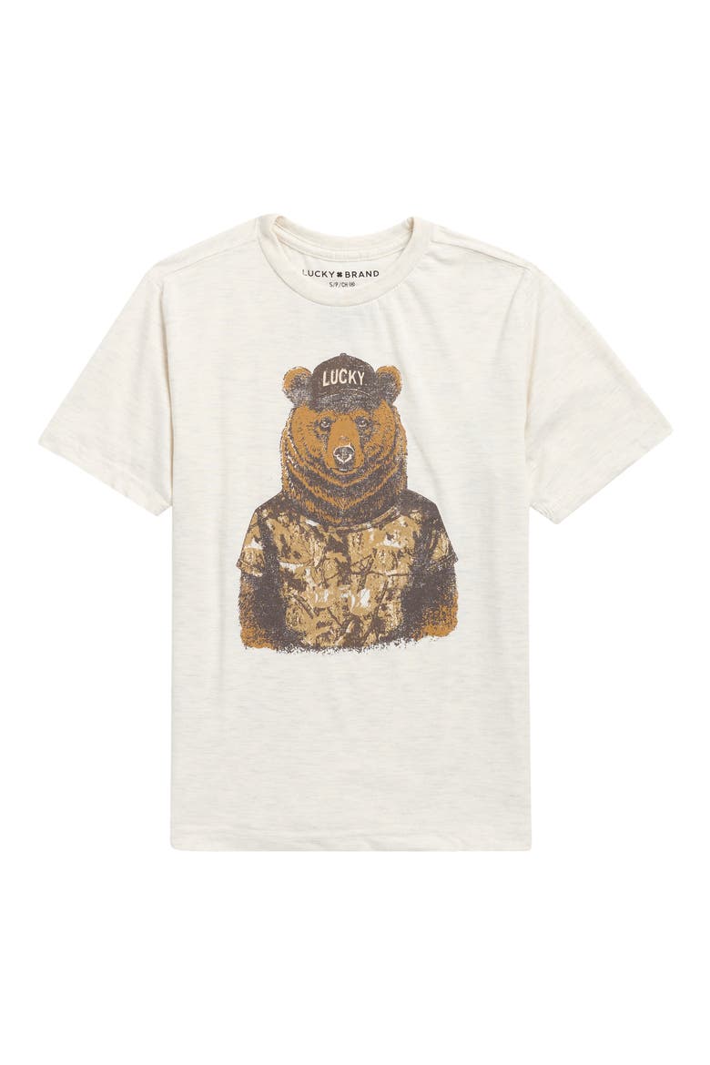 Kids' Camo Bear Graphic T-Shirt, Main, color, OATMEAL HTHR