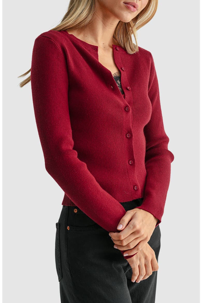 Lace Inset Layered Cardigan, Alternate, color, BURGUNDY BLACK