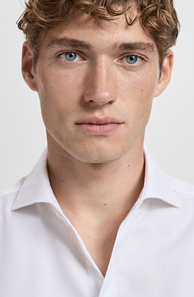 MANGO Slim Fit Cotton Button-Up Shirt, Alternate, color, White