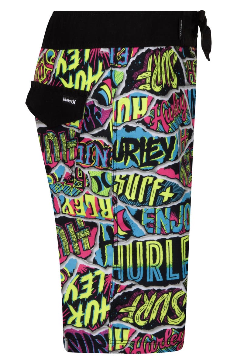 Hurley Kids' Ripped Sticker Swim Trunks, Alternate, color, 