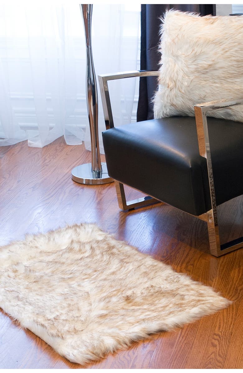 LUXE Faux Fur Hudson Rectangular Rug - 2ft x 3ft - Gradient Tan, Alternate, color,