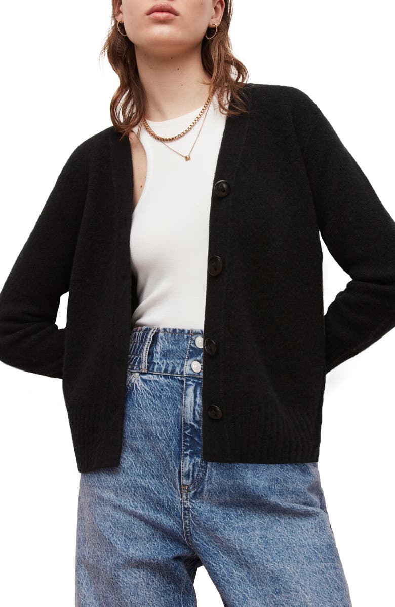 AllSaints Rufa Wool Blend Cardigan, Main, color,