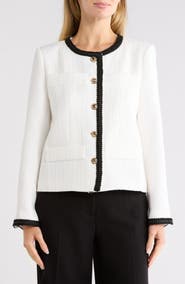 Renee C Contrast Trim Cropped Jacket
