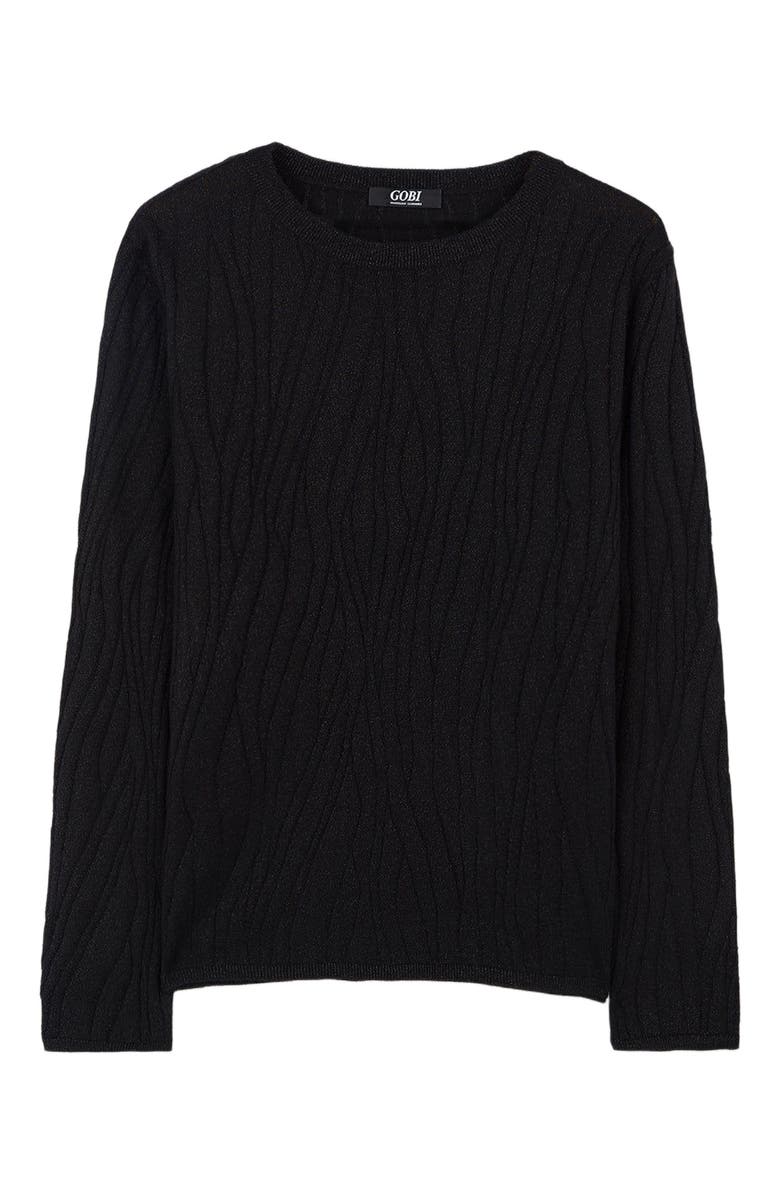 GOBI Mongolian Cashmere Cashmere Silk Sweater with Silver Threading, Alternate, color,