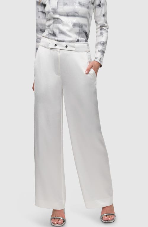 DKNY Belt Detail Wide Leg Pants in Ivory 