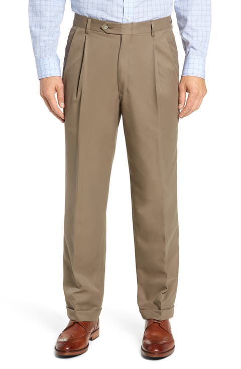 Classic Fit Pleated Microfiber Performance Trousers