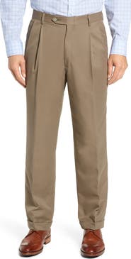 Berle Classic Fit Pleated Microfiber Performance Trousers