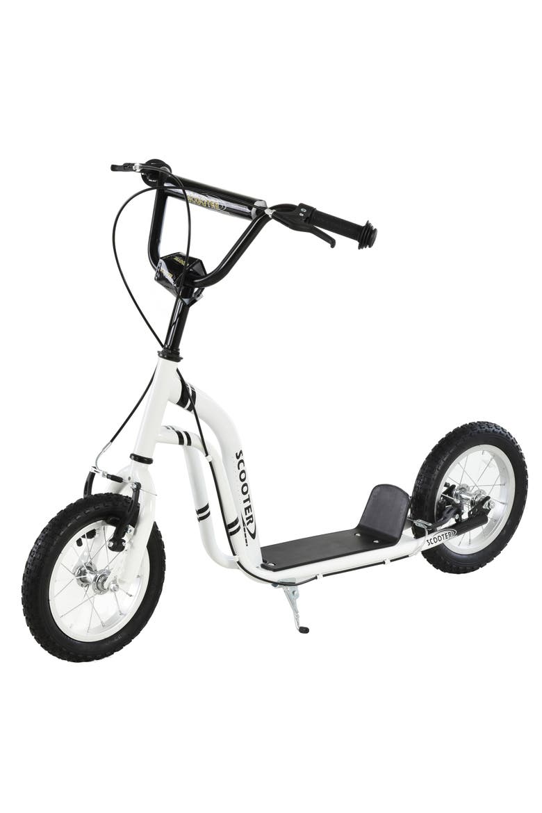 Youth Scooter with Dual Brakes, Inflatable Front Wheel, Main, color, White