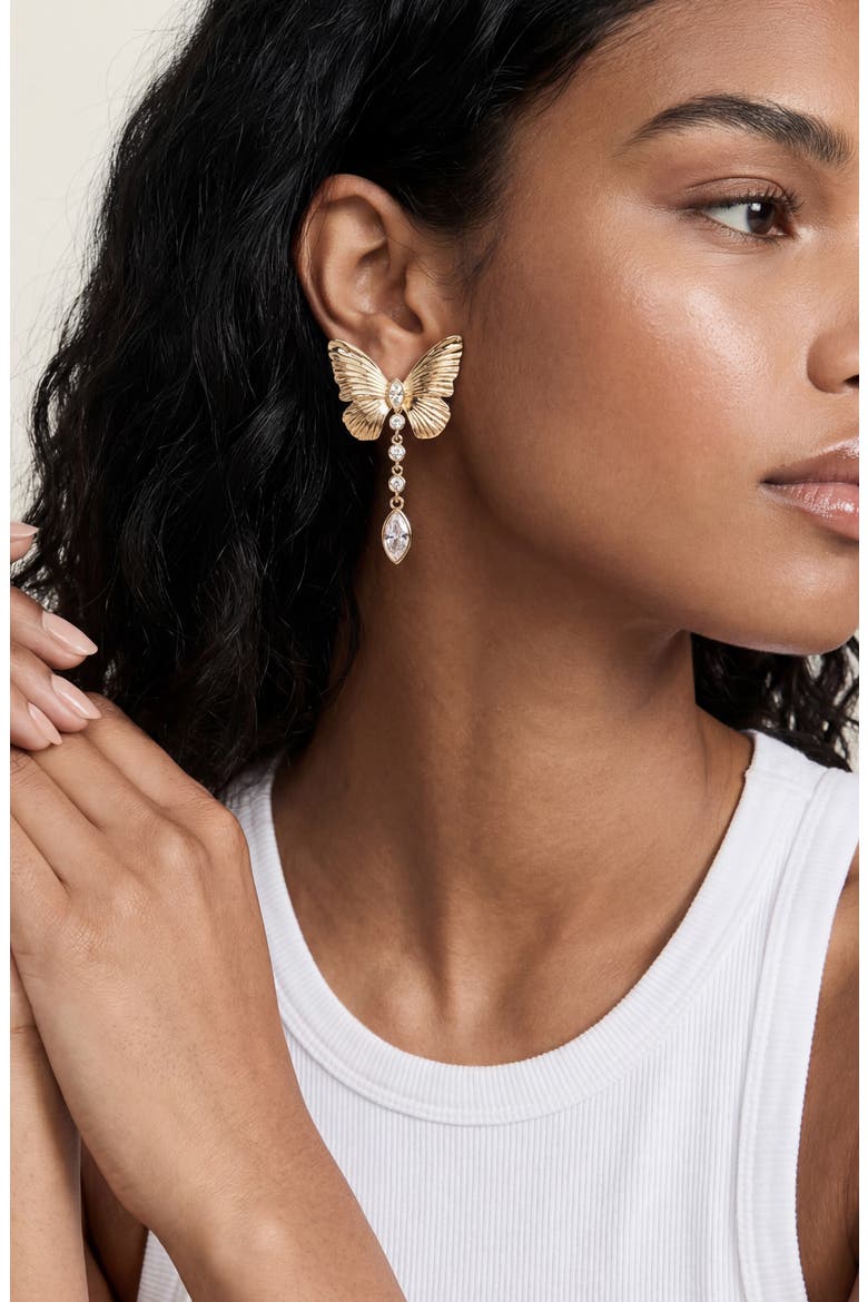 Fluttering Glow Drop Earrings, Alternate, color, GOLD