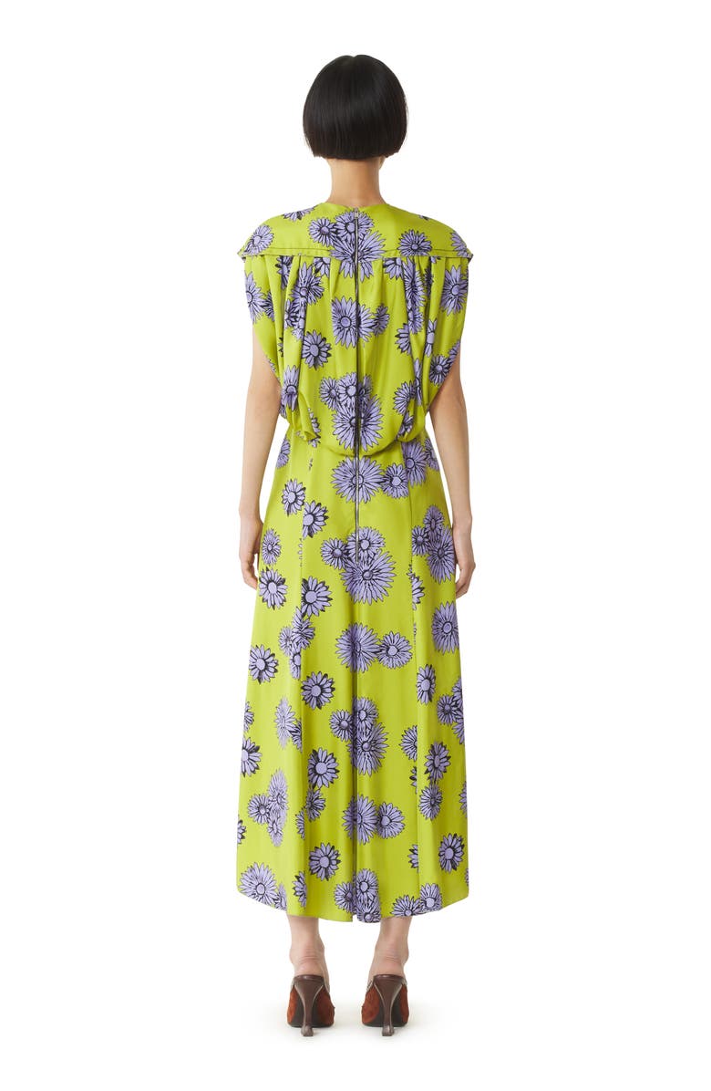 Lanvin Printed Silk Midi Dress, Alternate, color, Absinth/Lilac