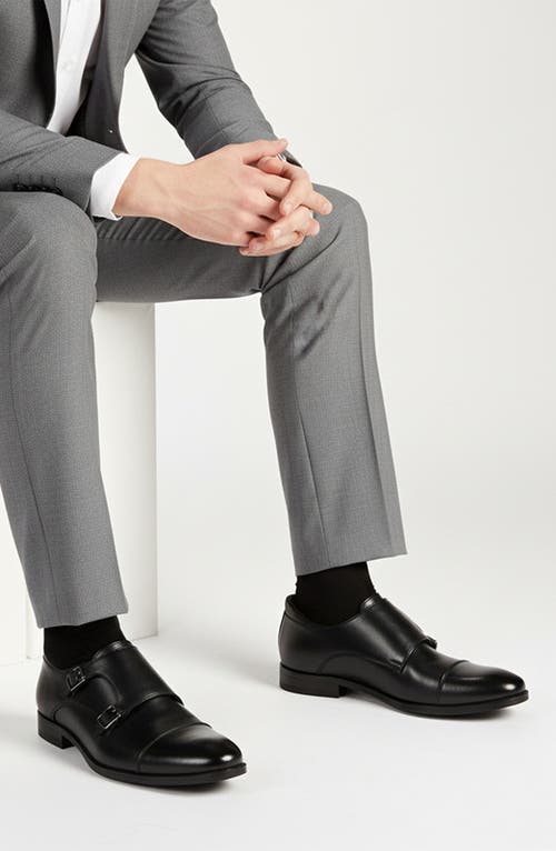 Marc Joseph New York Olive Street Hands Free Technology Leather Double Monk Dress Oxford In Black