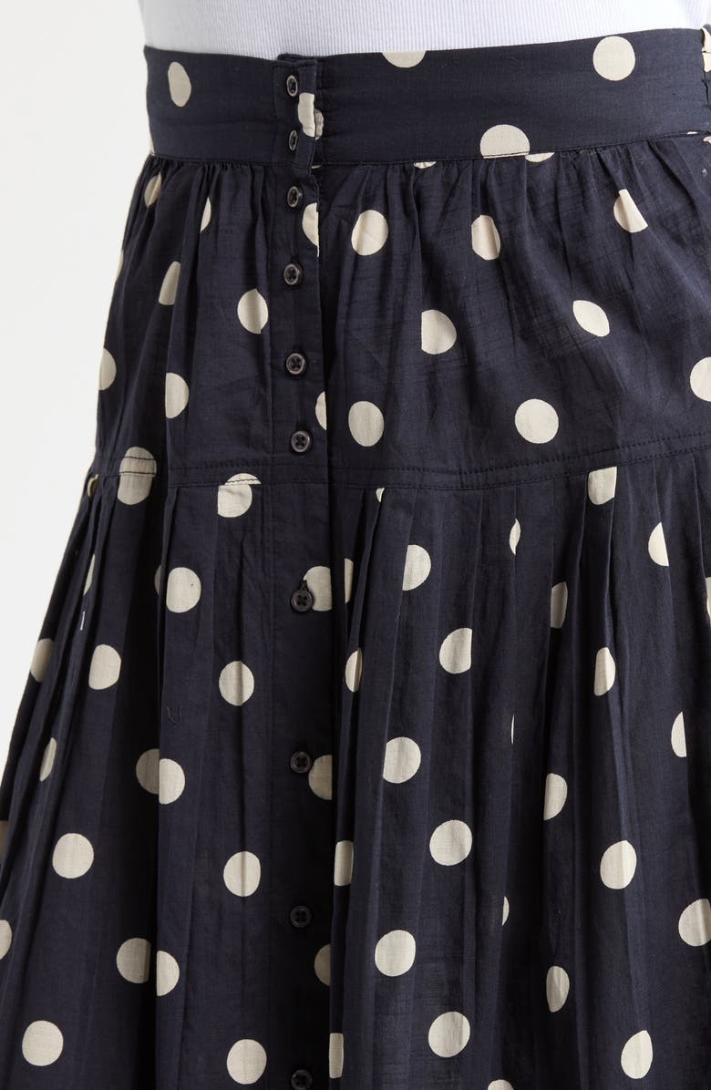 THE GREAT. The Highland Polka Dot Cotton Skirt, Alternate, color, Navy W/ Cream Polka Dots