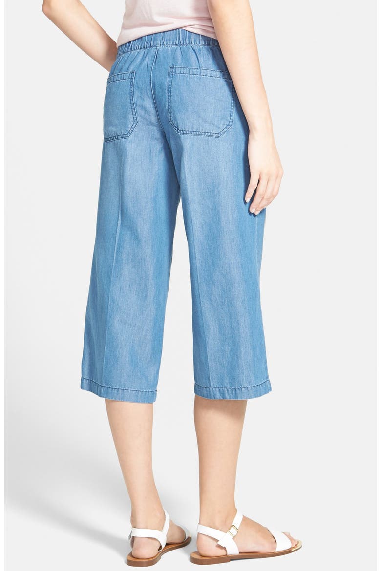 Denim Gaucho Pants, Alternate, color, MIDNIGHT
