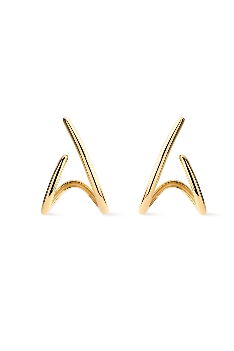 Solid Yellow Gold - Aurora Huggie Studs, Main, color, Gold