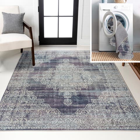 Regis Bohemian Medallion Machine-Washable Area Rug