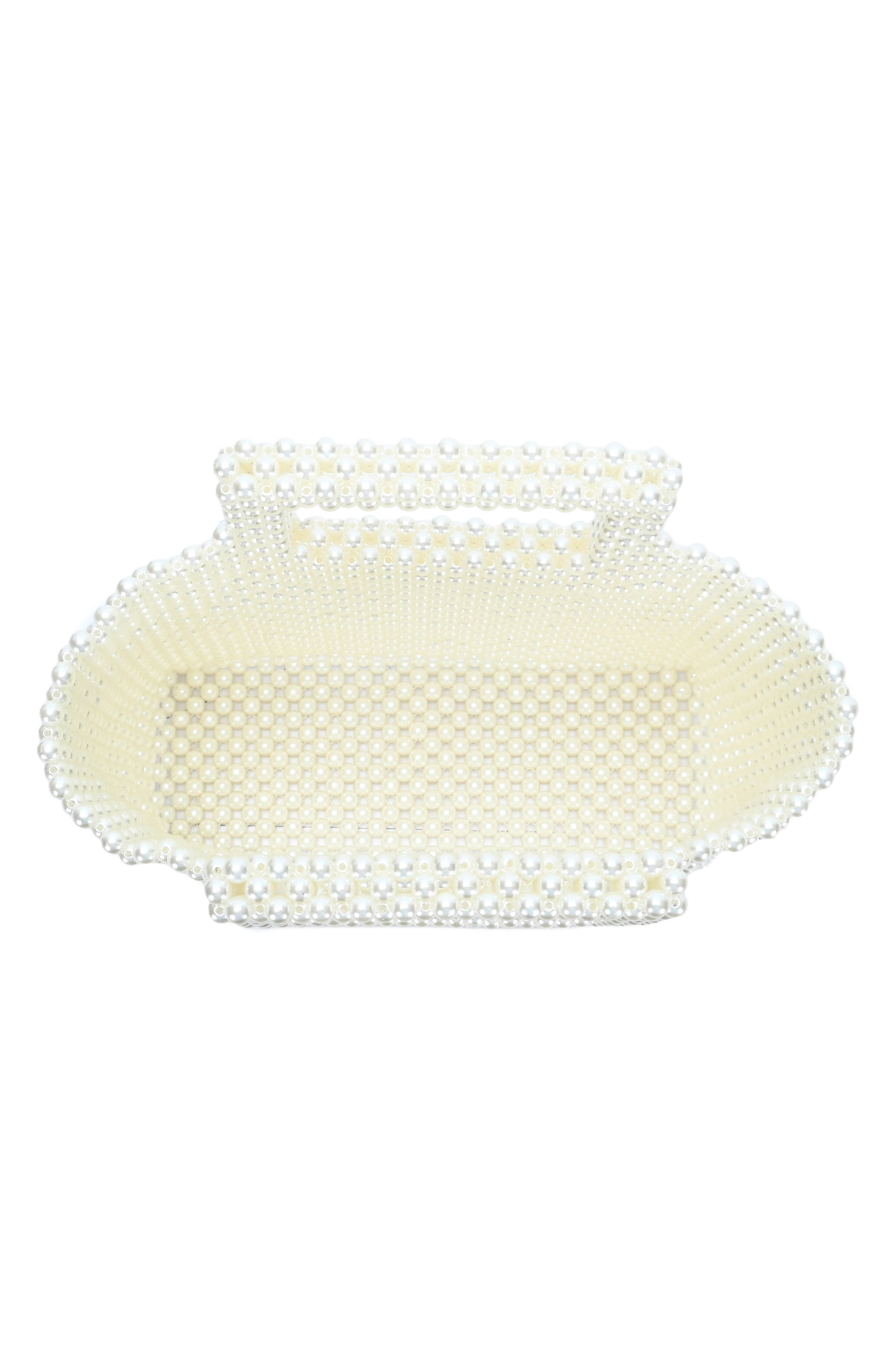 Imitation Pearl Evening Bag, Alternate, color, PEARL