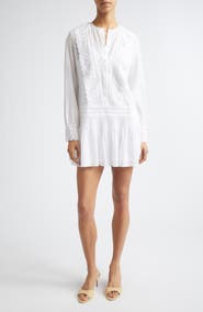 Veronica Beard Marguerite Embroidered Eyelet Long Sleeve Dress