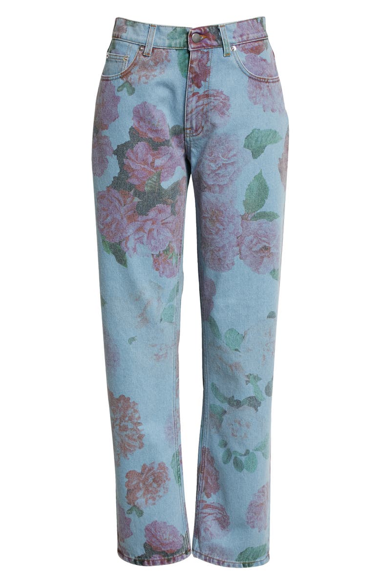 Molly Goddard Floral Print Straight Leg Jeans, Alternate, color,
