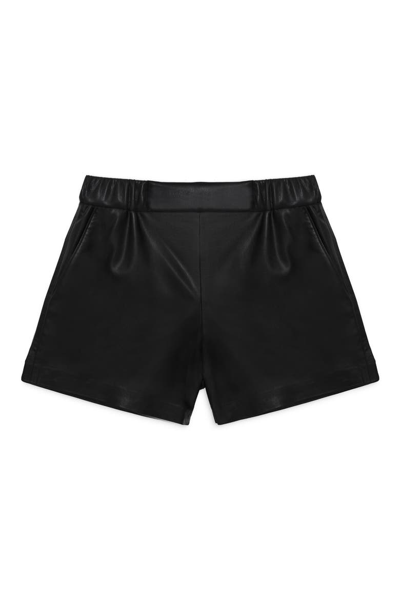 Koa Faux Leather Shorts, Alternate, color, BLACK VEGAN LEATHER