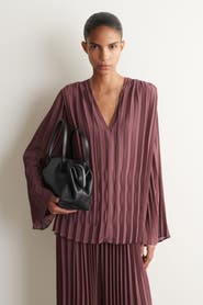 COS Tie-front Pleated Georgette Blouse