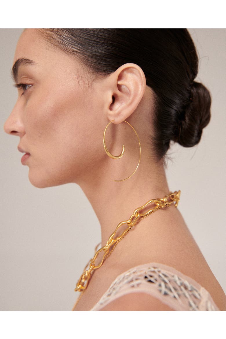 Aegina Pull Through Hoop Earrings, Alternate, color, Brass