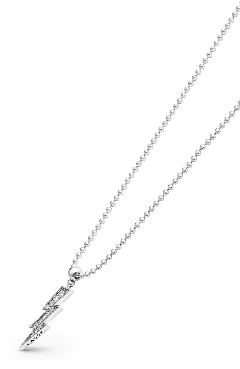 LAGOS Caviar Spark Lightning Bolt Diamond Pendant Necklace, Alternate, color,