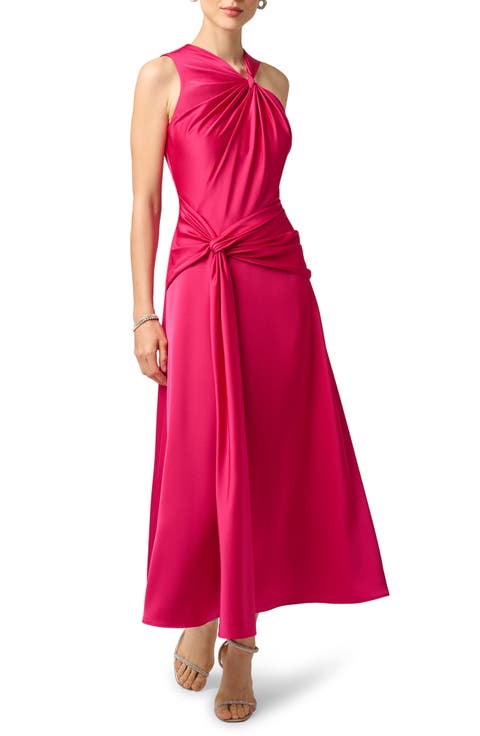 Crepe Back Satin Cocktail Maxi Dress