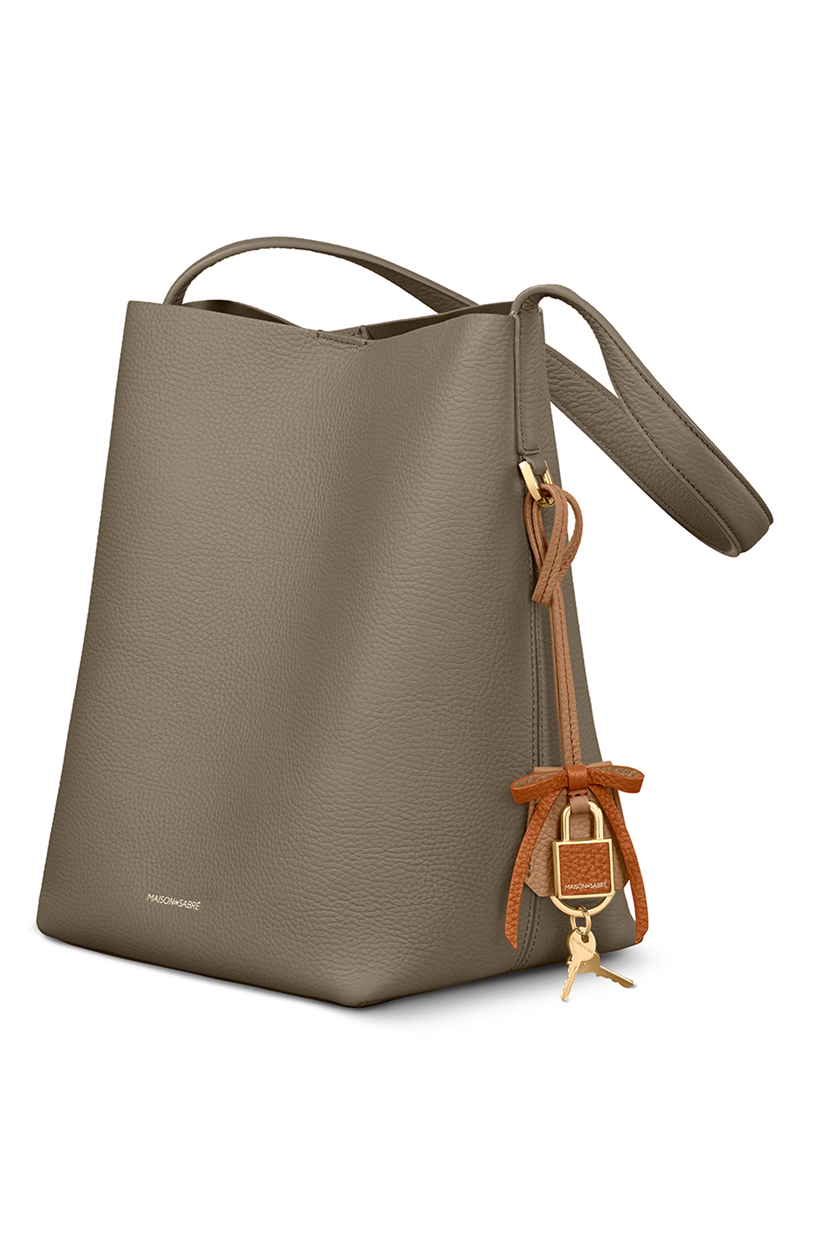 MAISON de SABRÉ The Bow Padlock Charm, Alternate, color, Sandstone Pecan
