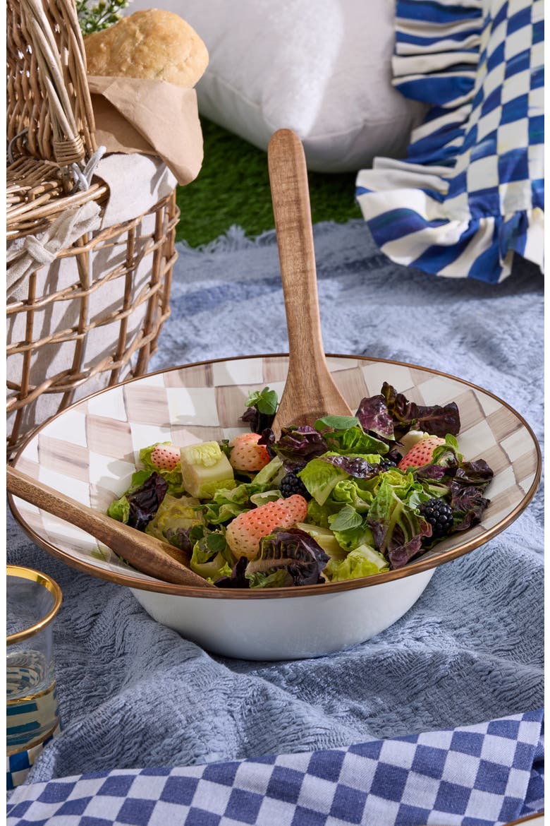Mocha Check Salad Serving Set, Alternate, color, BEIGE/WHITE