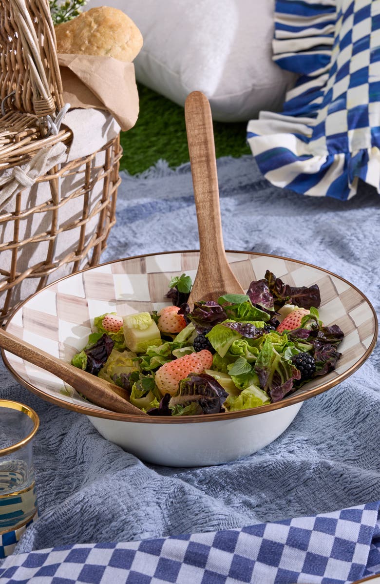 MACKENZIE CHILDS Mocha Check Salad Serving Set, Alternate, color, Beige/White