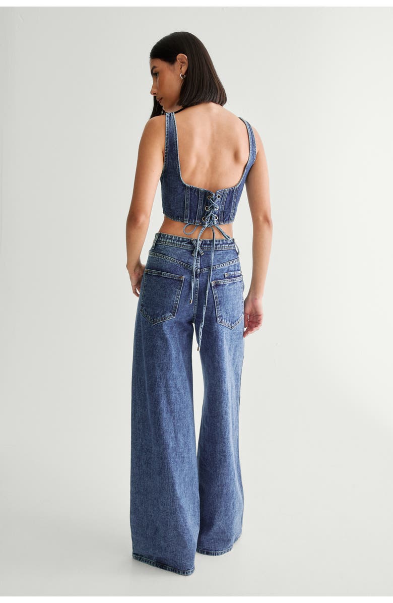 NASTY GAL Lace Front Detail Jean, Alternate, color, Authentic Midwash