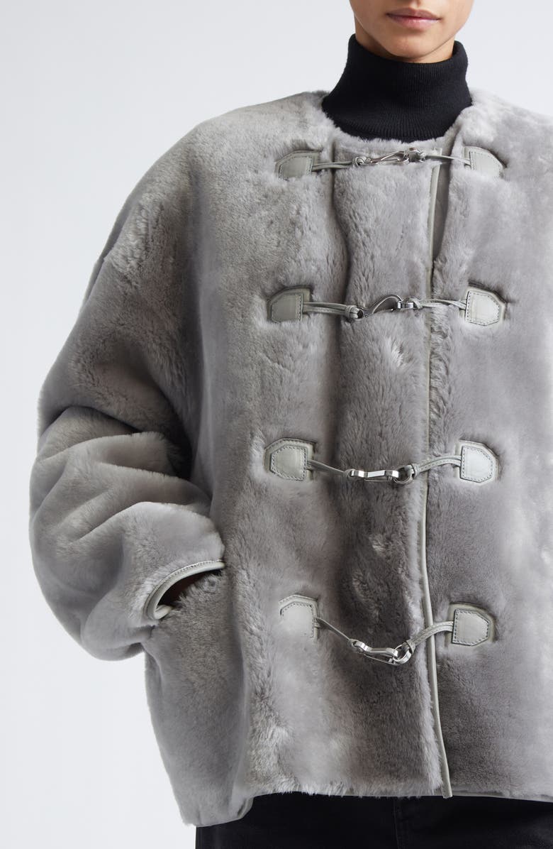 TOTEME Teddy Genuine Shearling Clasp Jacket, Alternate, color, Grey