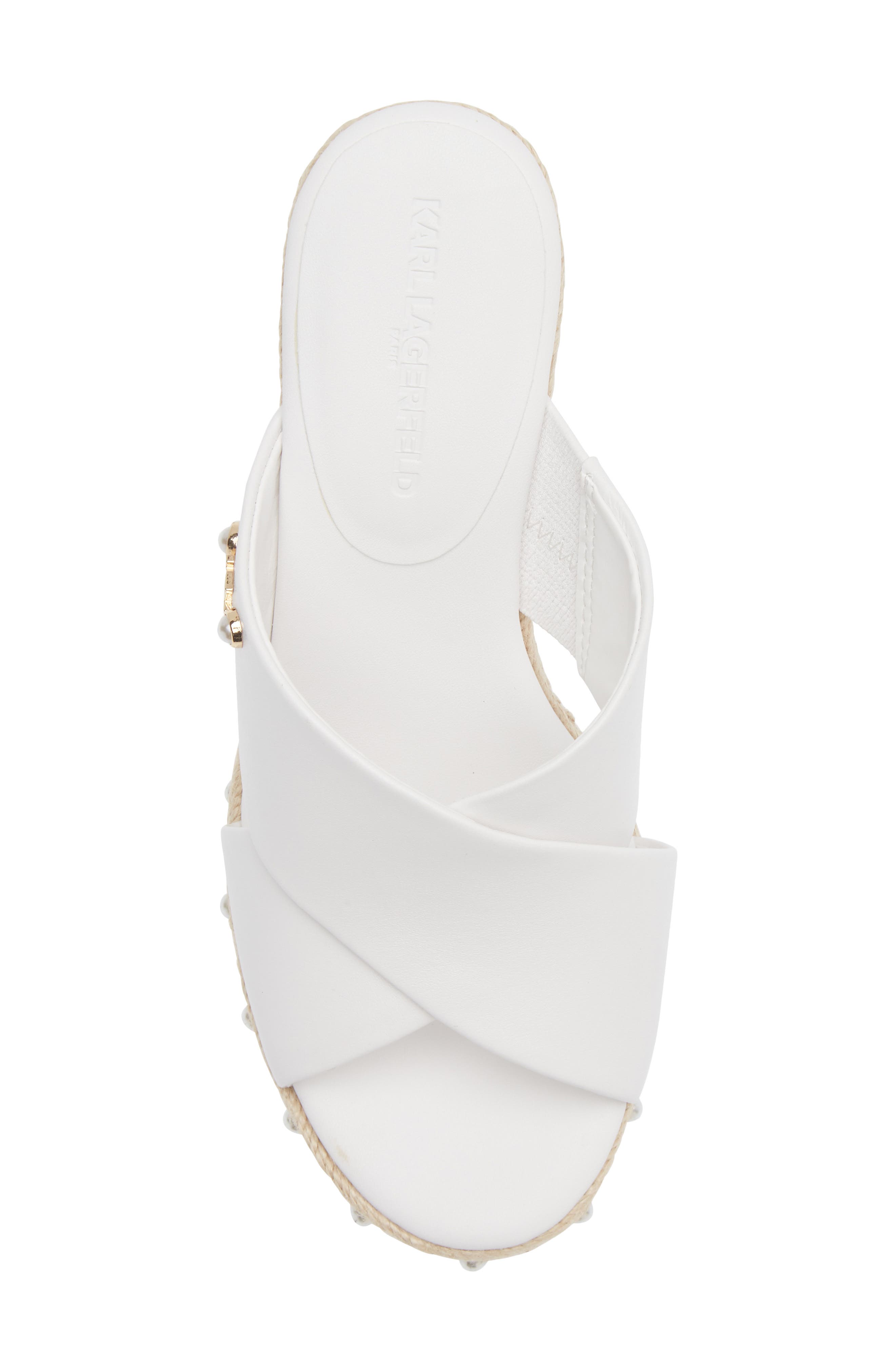KARL LAGERFELD PARIS Cellyn Wedge Espadrille Sandal, Alternate, color, Bright White