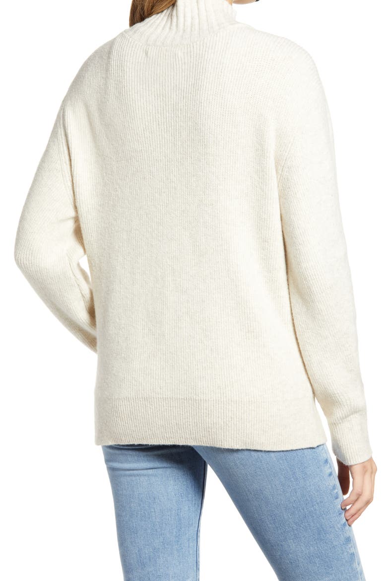 Quarter Zip Mock Neck Sweater, Alternate, color, BEIGE OATMEAL LIGHT HEATHER