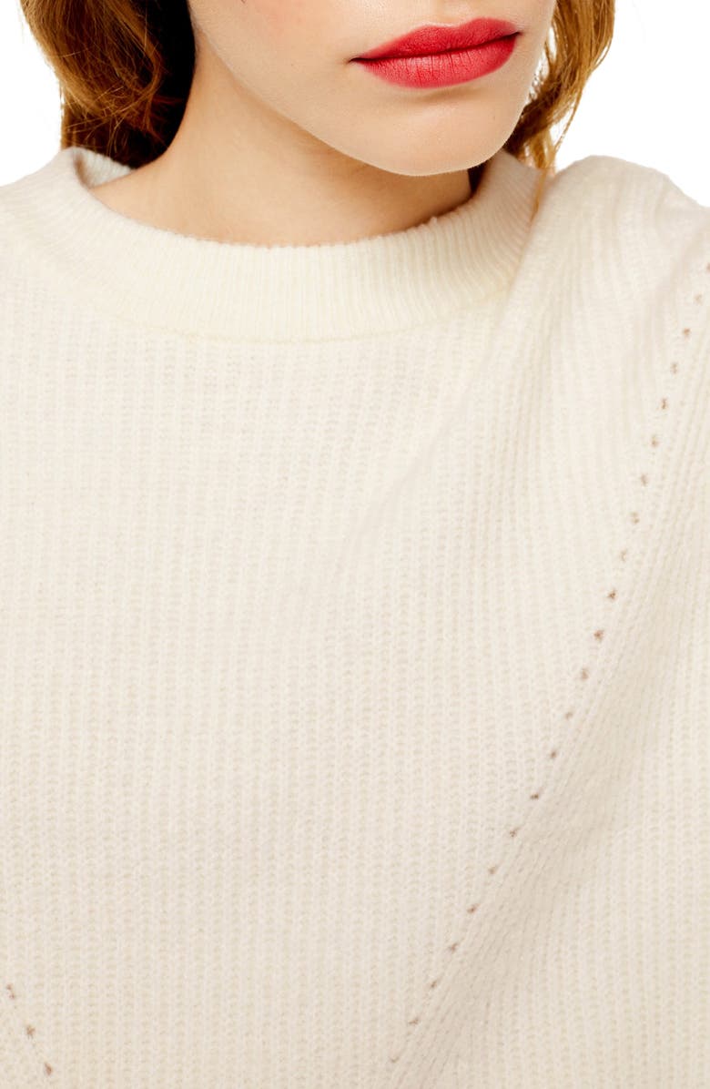 Topshop Crop Sweater, Alternate, color, Ivory