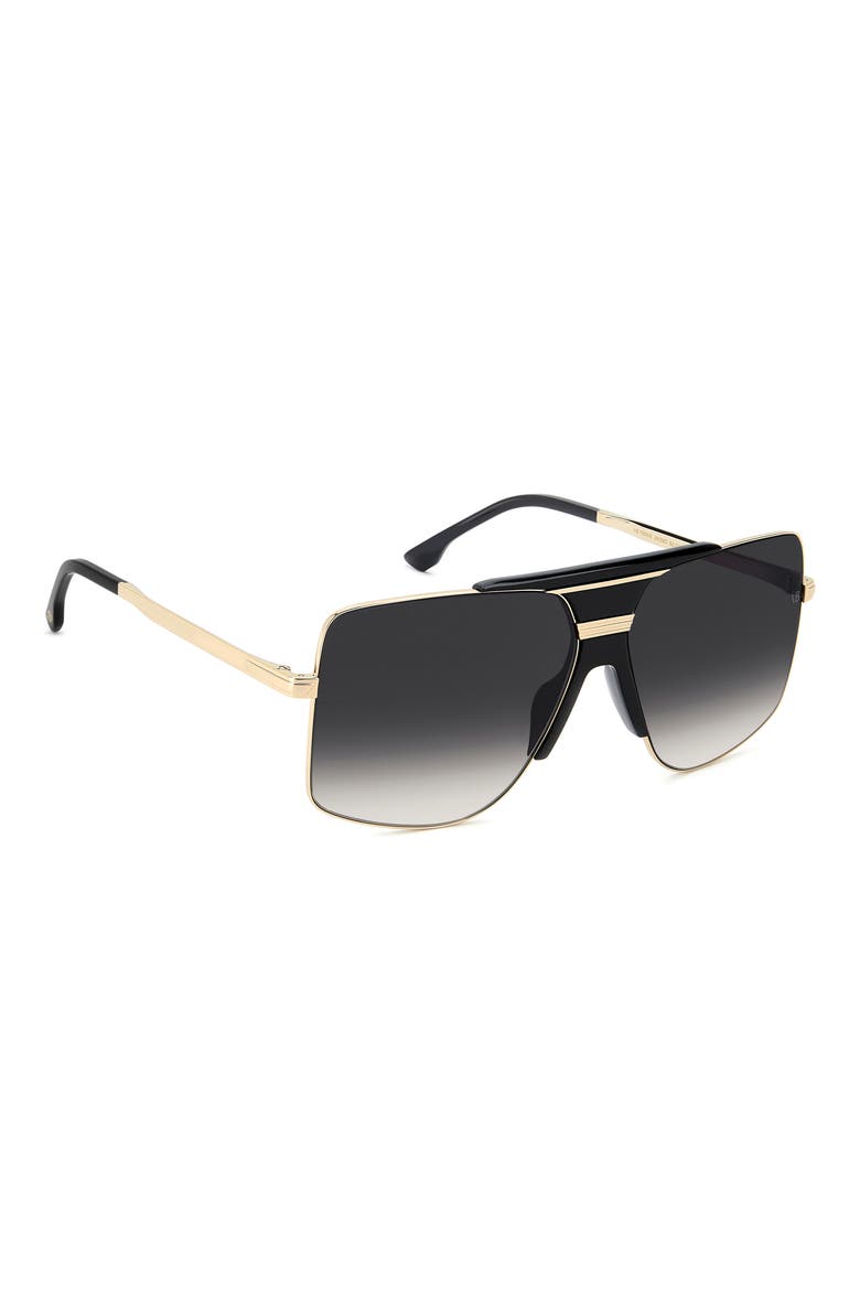 62mm Square Aviator Sunglasses, Alternate, color, BLACK GOLD/ DARK GREY SF