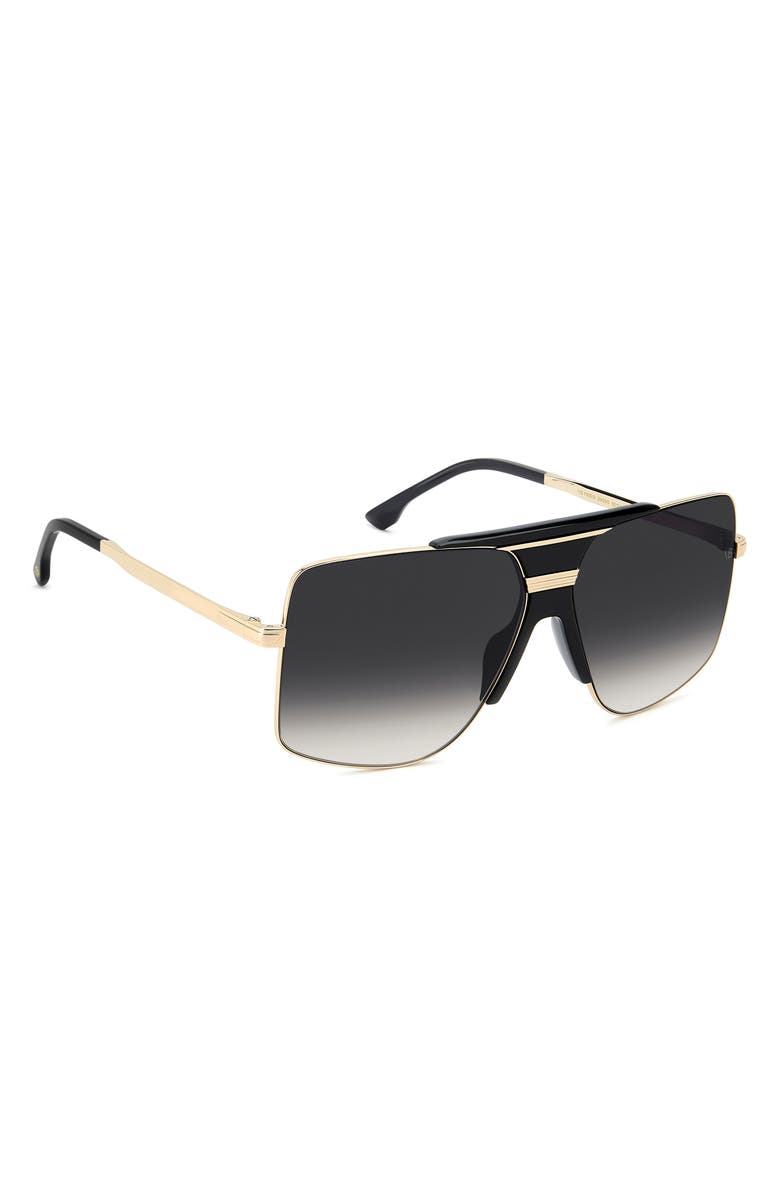 Victoria Beckham 62mm Square Aviator Sunglasses, Alternate, color, Black Gold/ Dark Grey Sf