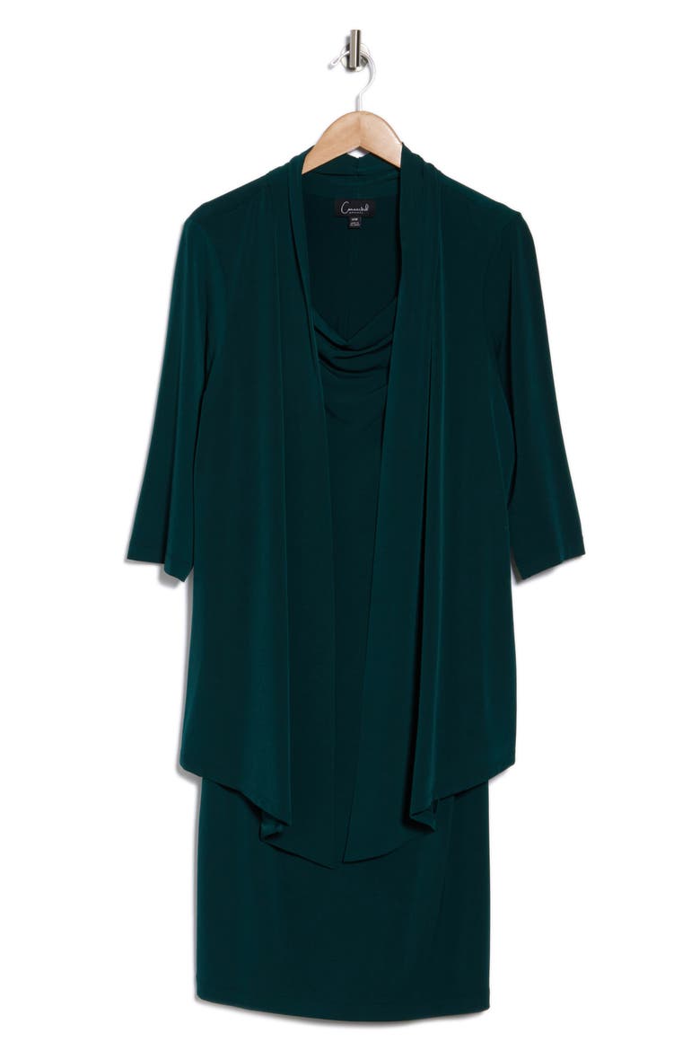 Knit Mock Jacket Dress, Alternate, color, HUNTER