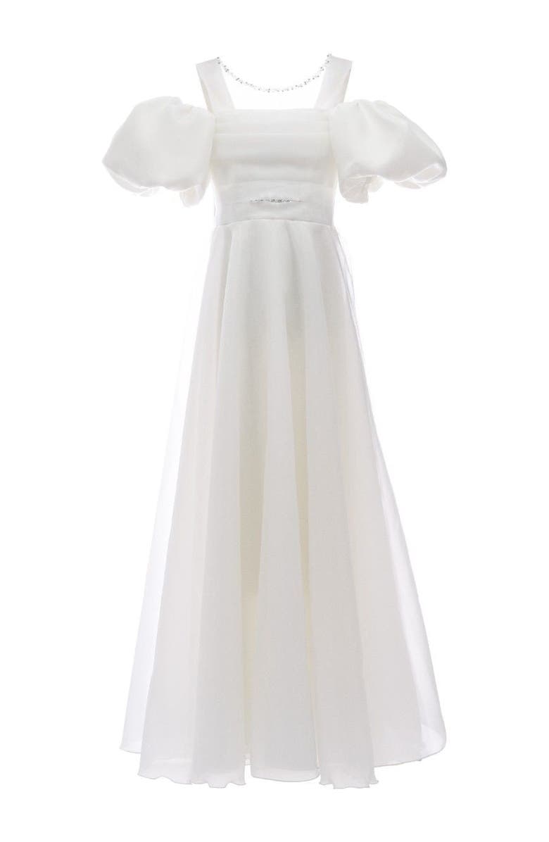 Tulleen Thea Puff-Sleeve Dress, Main, color, White