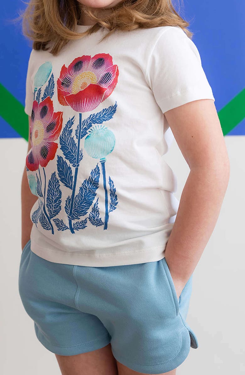 Mightly Organic Cotton Drawstring Track Shorts, Alternate, color, Chambray