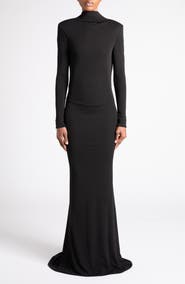 TOM FORD Long Sleeve Crepe Jersey Gown
