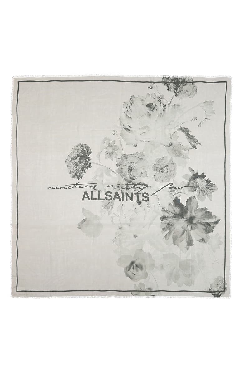 AllSaints Floreo Square Fringe Scarf, Alternate, color,